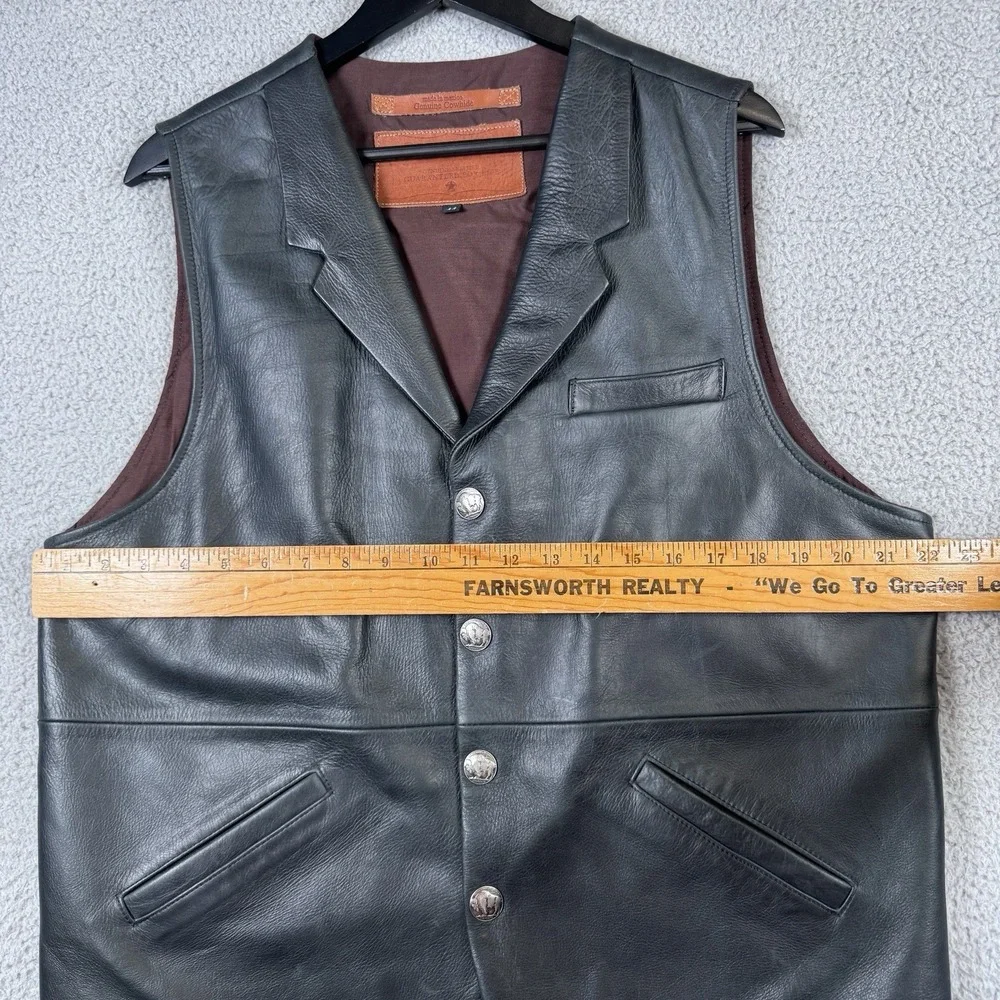 Coronado Leather Vest Mens 44 Black Cowhide Concealed Carry Buffalo Snap Biker